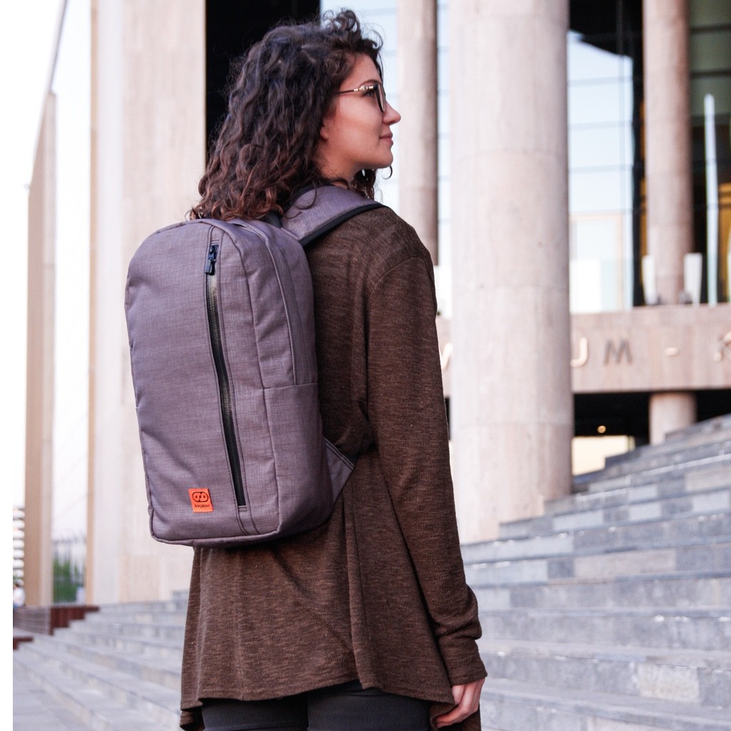 bagaboo urban maze backpack bag on female model
